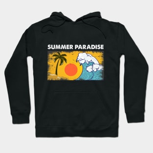 Vintage Retro Style Sunset Surfing Big Wave Summer Hoodie